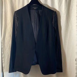 Theory size medium black jacket with leather sleeves